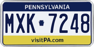 PA license plate MXK7248