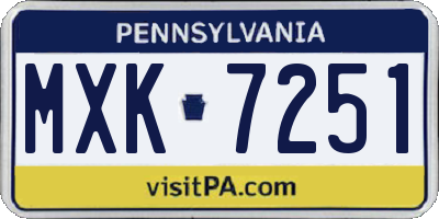 PA license plate MXK7251