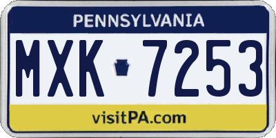 PA license plate MXK7253