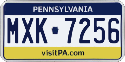PA license plate MXK7256