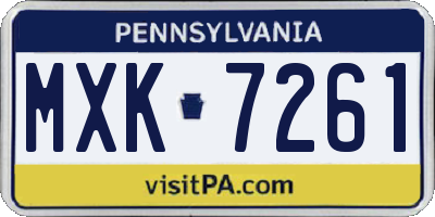 PA license plate MXK7261