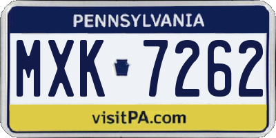PA license plate MXK7262