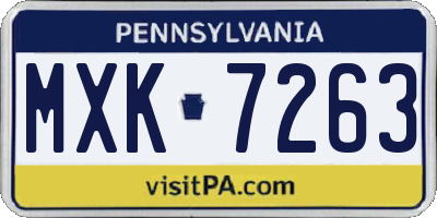 PA license plate MXK7263