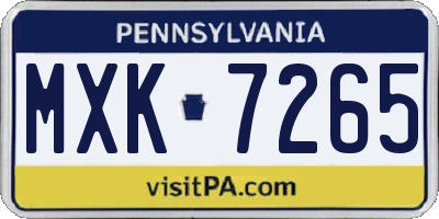 PA license plate MXK7265