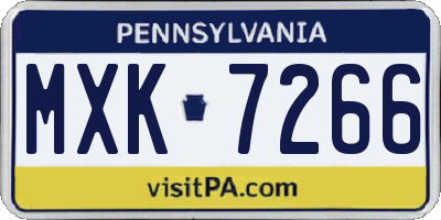 PA license plate MXK7266
