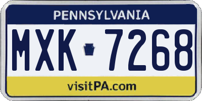 PA license plate MXK7268