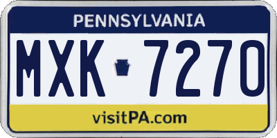 PA license plate MXK7270