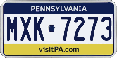 PA license plate MXK7273