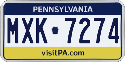PA license plate MXK7274