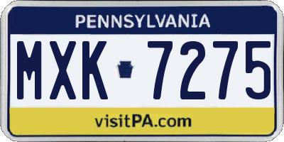 PA license plate MXK7275