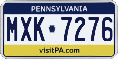 PA license plate MXK7276