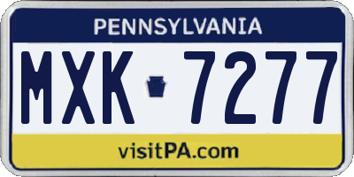 PA license plate MXK7277