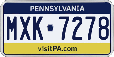 PA license plate MXK7278