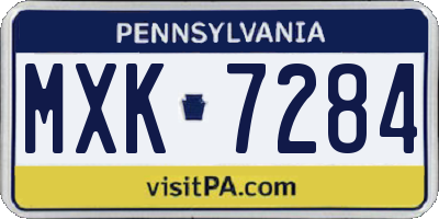 PA license plate MXK7284