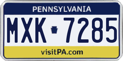 PA license plate MXK7285