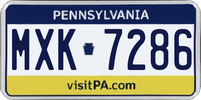 PA license plate MXK7286