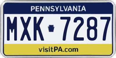 PA license plate MXK7287