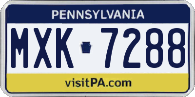 PA license plate MXK7288