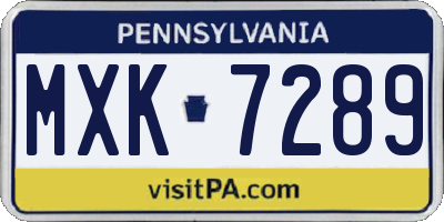 PA license plate MXK7289