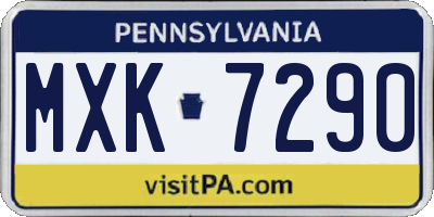 PA license plate MXK7290