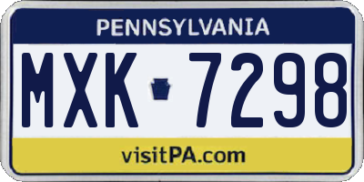PA license plate MXK7298
