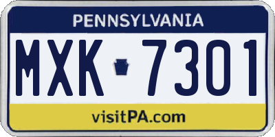 PA license plate MXK7301