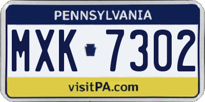 PA license plate MXK7302