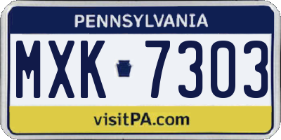 PA license plate MXK7303