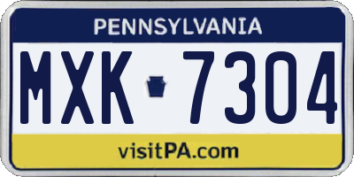 PA license plate MXK7304