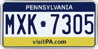 PA license plate MXK7305
