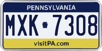 PA license plate MXK7308