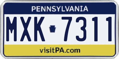 PA license plate MXK7311
