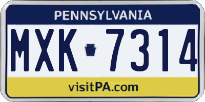 PA license plate MXK7314