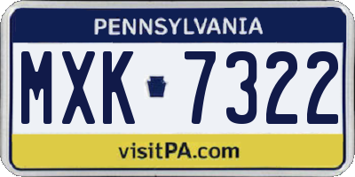 PA license plate MXK7322