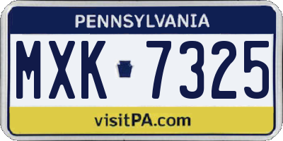 PA license plate MXK7325