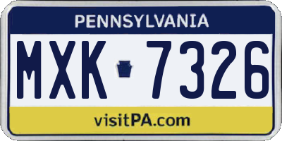 PA license plate MXK7326