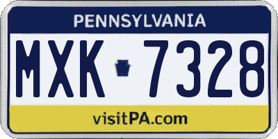 PA license plate MXK7328