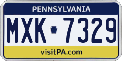 PA license plate MXK7329