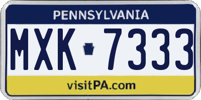 PA license plate MXK7333