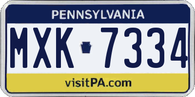 PA license plate MXK7334