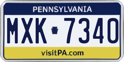 PA license plate MXK7340