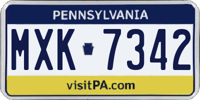 PA license plate MXK7342