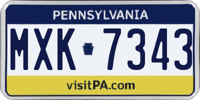 PA license plate MXK7343