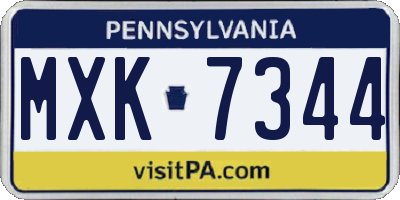 PA license plate MXK7344