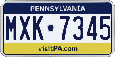 PA license plate MXK7345