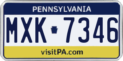 PA license plate MXK7346