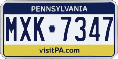 PA license plate MXK7347