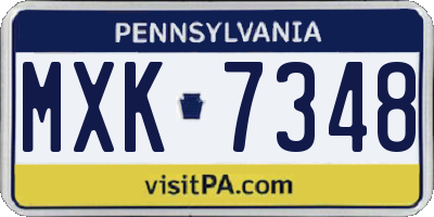 PA license plate MXK7348