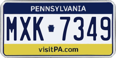 PA license plate MXK7349