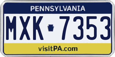 PA license plate MXK7353